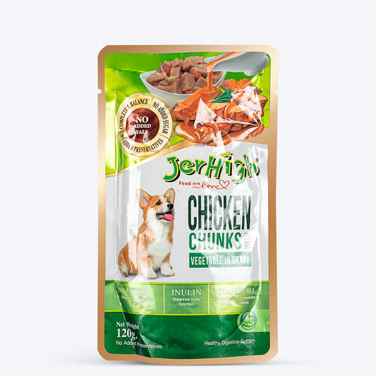 JerHigh Chicken & Vegetable in Gravy Wet Dog Food - 120 g packs -01