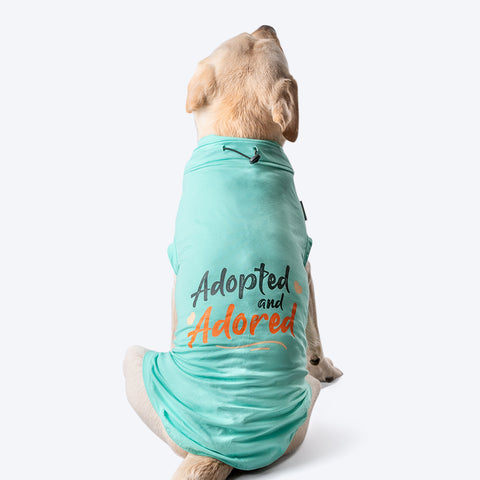 HUFT Adopted And Adored T-shirt For Dog - Light Blue - Heads Up For Tails